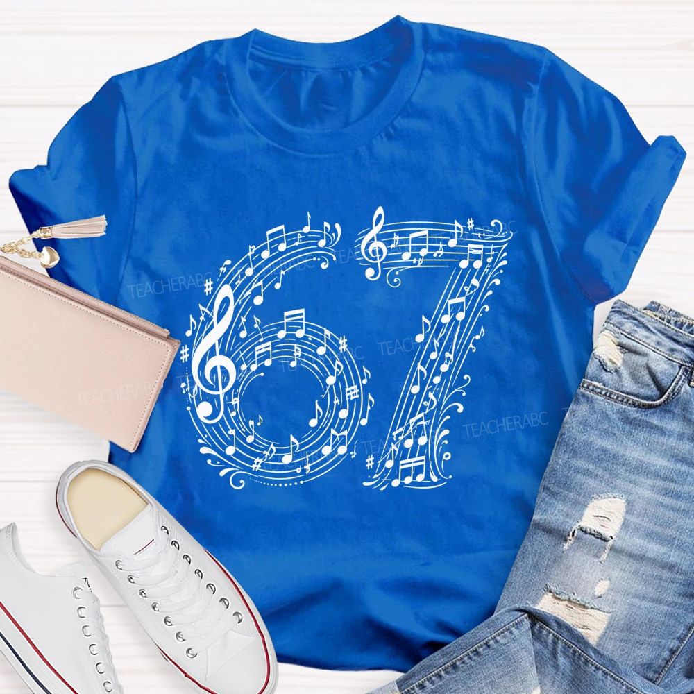 67 Music Note Treble Clef Graphic Teacher T-shirt
