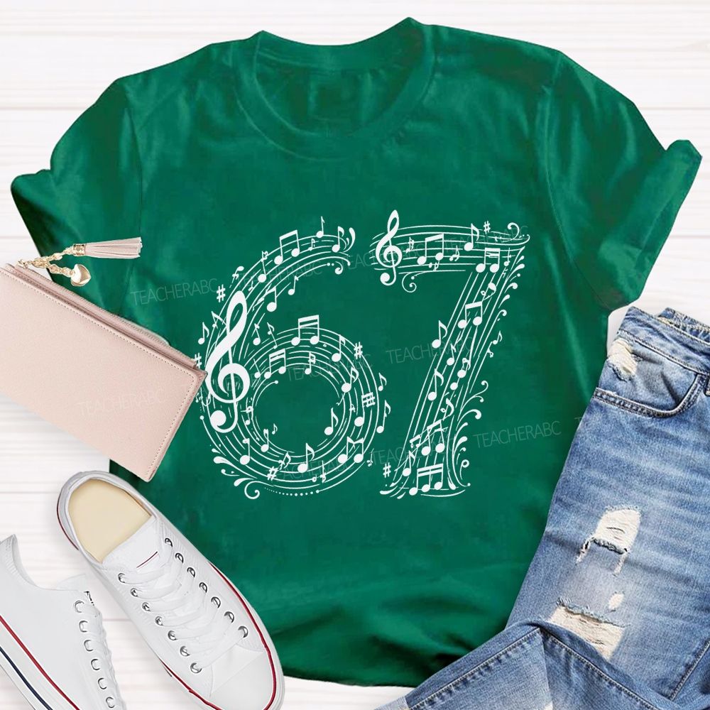 67 Music Note Treble Clef Graphic Teacher T-shirt