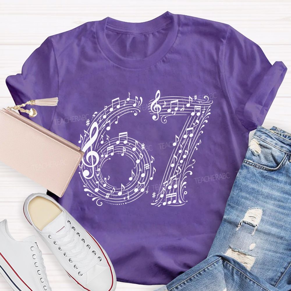 67 Music Note Treble Clef Graphic Teacher T-shirt