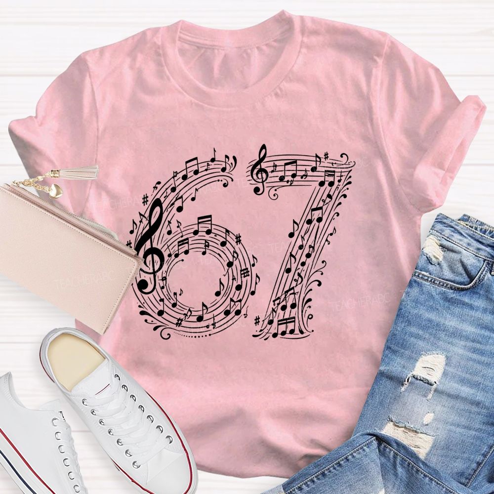67 Music Note Treble Clef Graphic Teacher T-shirt