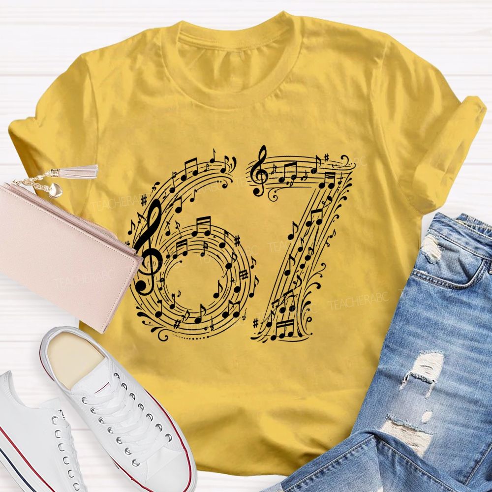 67 Music Note Treble Clef Graphic Teacher T-shirt