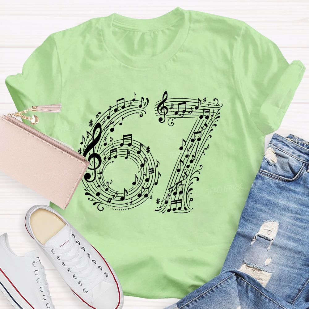 67 Music Note Treble Clef Graphic Teacher T-shirt
