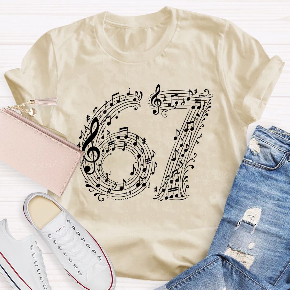 67 Music Note Treble Clef Graphic Teacher T-shirt