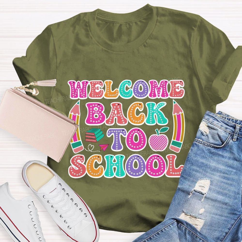 Welcome Back To School Illuminated Text Teacher T-Shirt