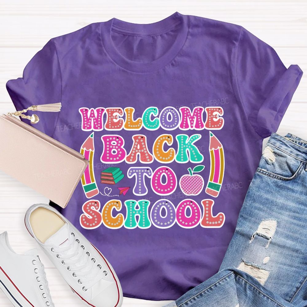 Welcome Back To School Illuminated Text Teacher T-Shirt