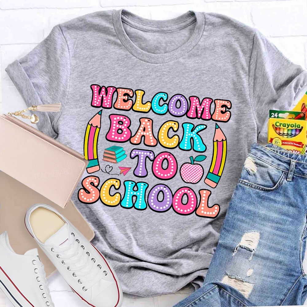 Welcome Back To School Illuminated Text Teacher T-Shirt