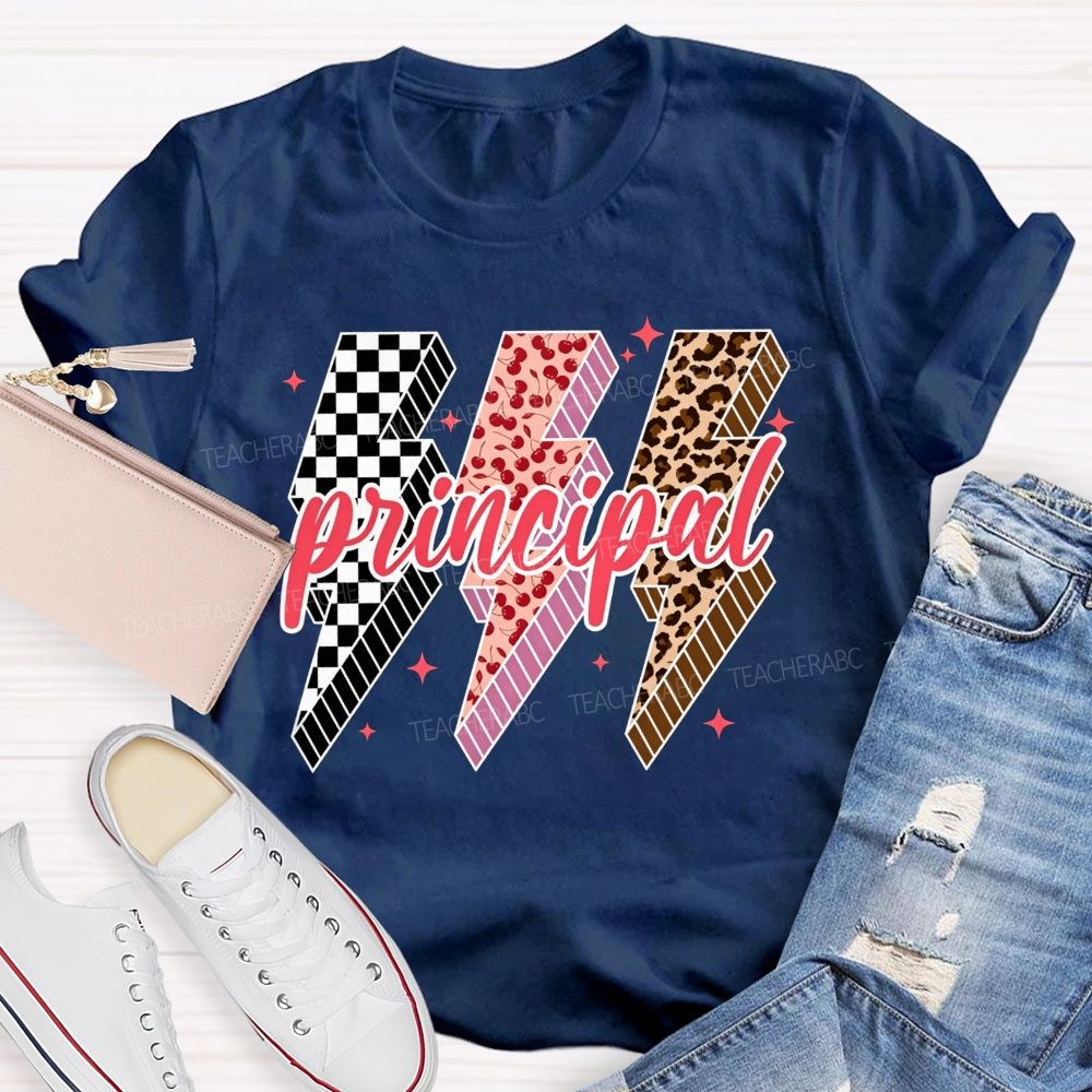Leopard Cherry Checker Principal T-shirt