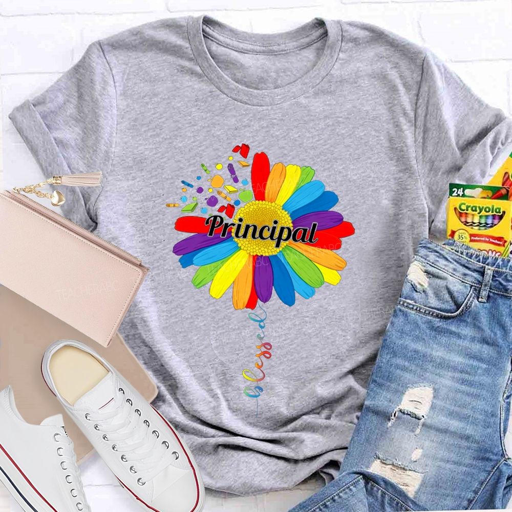 Cute Colorful Daisy Balloon Principal T-shirt