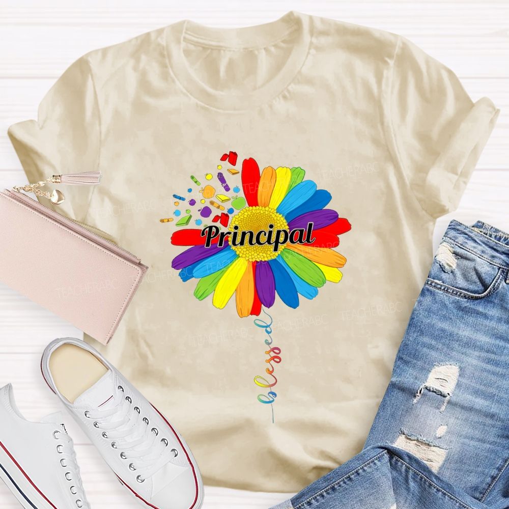 Cute Colorful Daisy Balloon Principal T-shirt