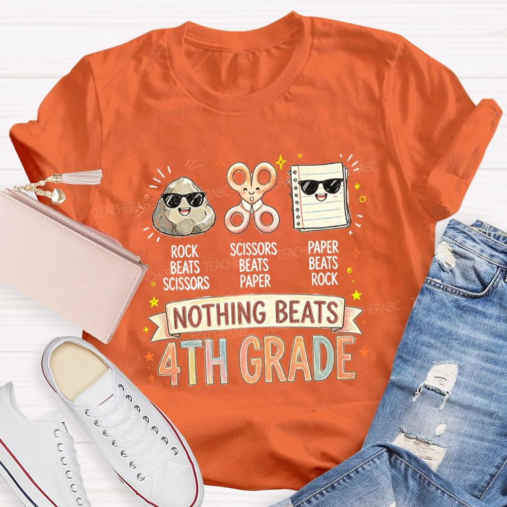 Personalized Grad Nothing Beats 4th Grade E Teacher T-Shirt