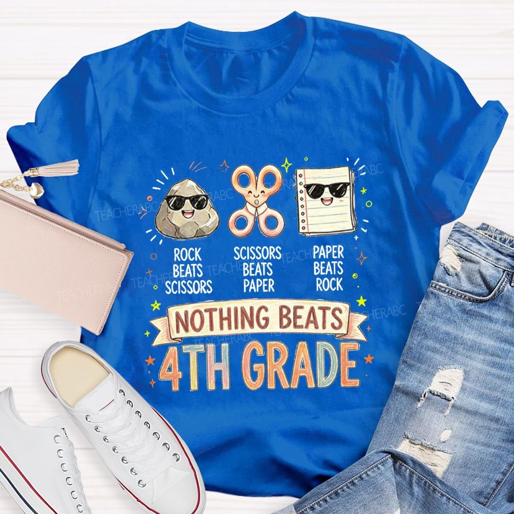 Personalized Grad Nothing Beats 4th Grade E Teacher T-Shirt