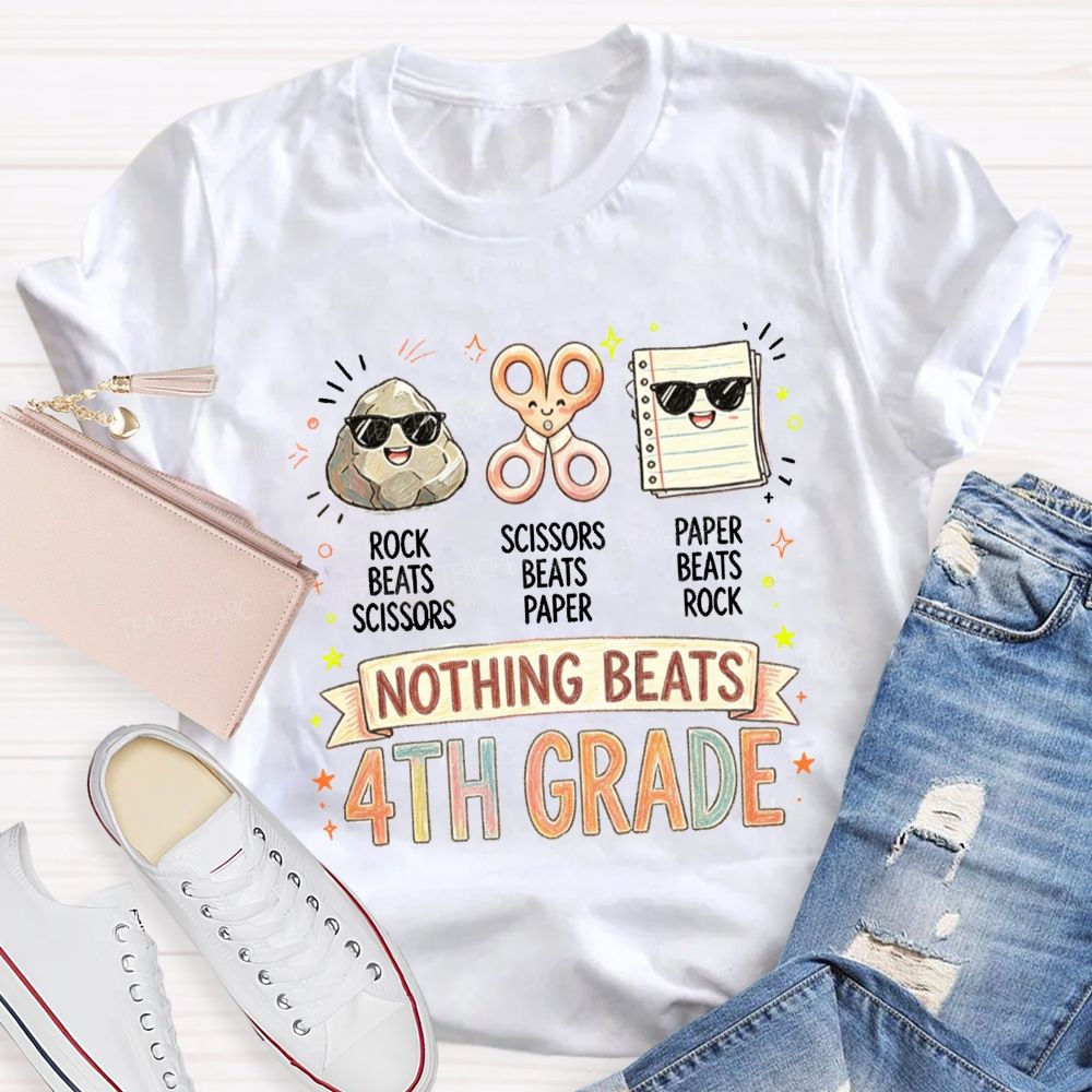 Personalized Grad Nothing Beats 4th Grade E Teacher T-Shirt
