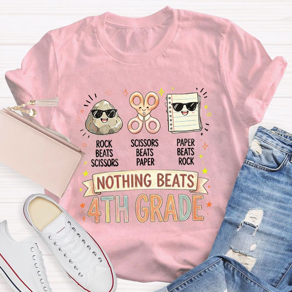 Personalized Grad Nothing Beats 4th Grade E Teacher T-Shirt