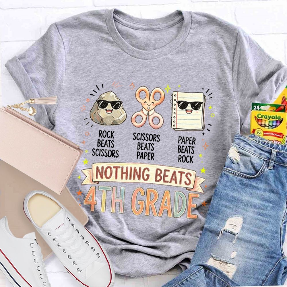 Personalized Grad Nothing Beats 4th Grade E Teacher T-Shirt