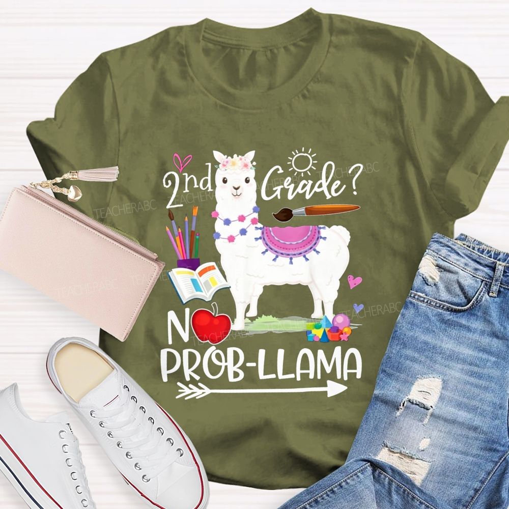 Personalized Grade 2nd Grade No Prob-Llama Teacher T-shirt