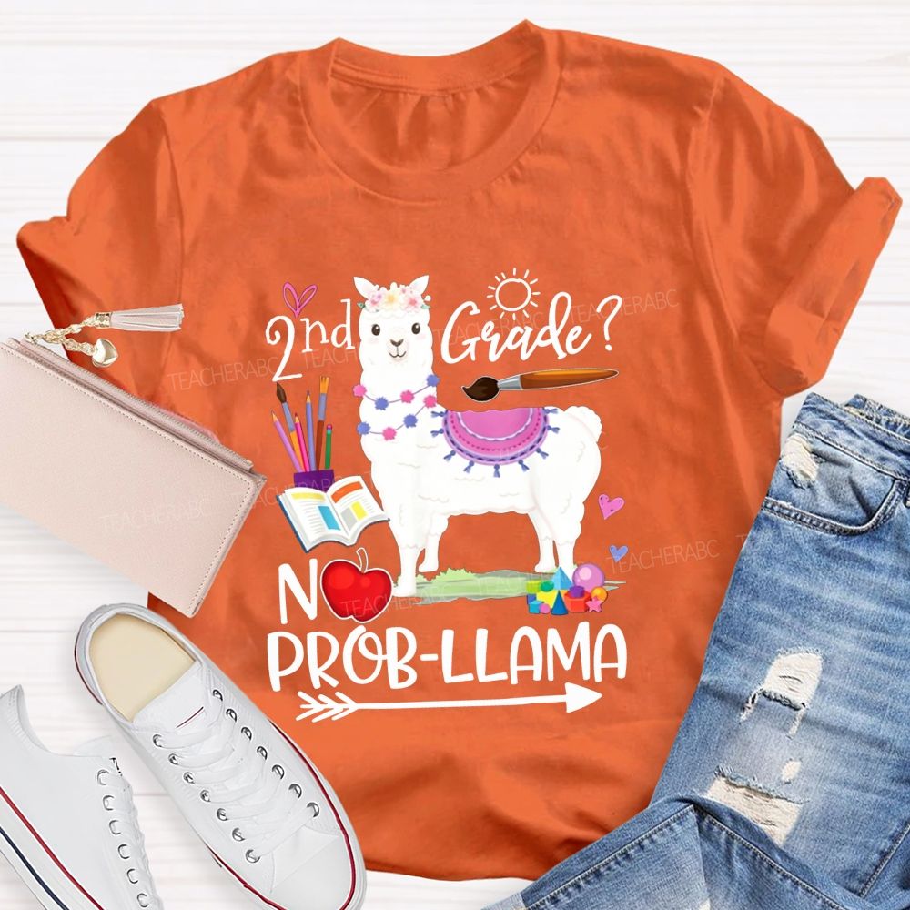 Personalized Grade 2nd Grade No Prob-Llama Teacher T-shirt