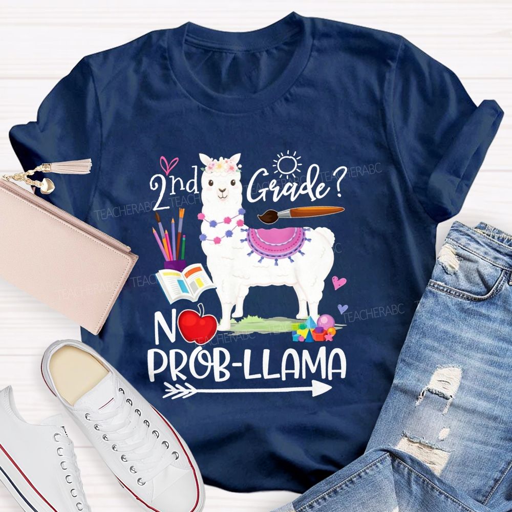 Personalized Grade 2nd Grade No Prob-Llama Teacher T-shirt