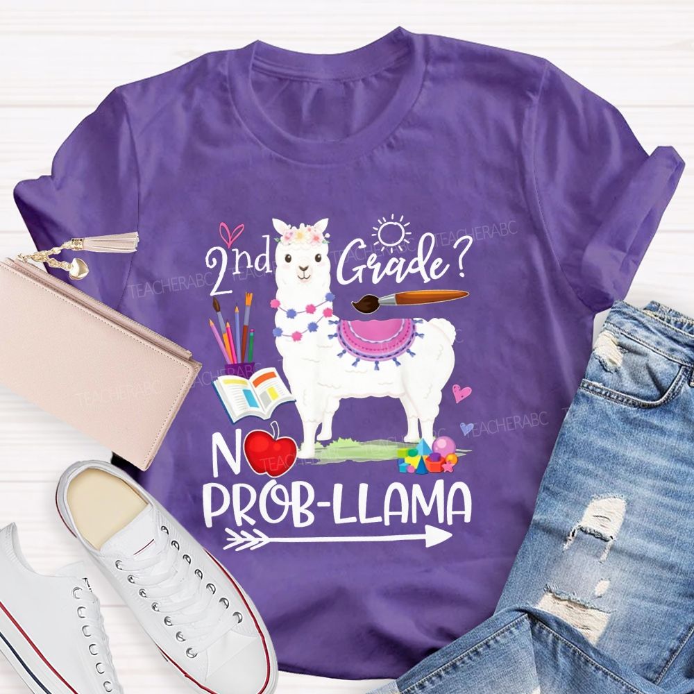 Personalized Grade 2nd Grade No Prob-Llama Teacher T-shirt