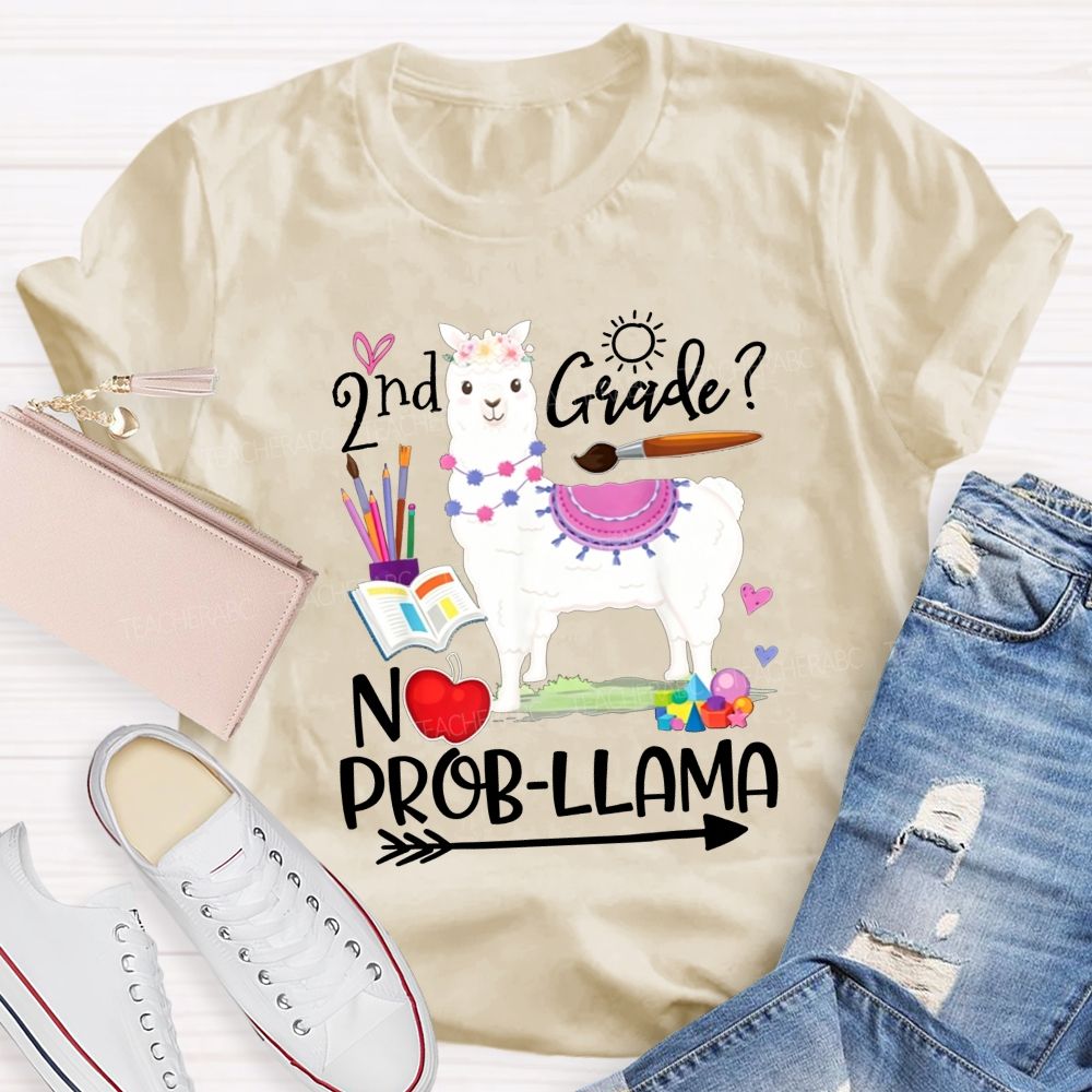 Personalized Grade 2nd Grade No Prob-Llama Teacher T-shirt