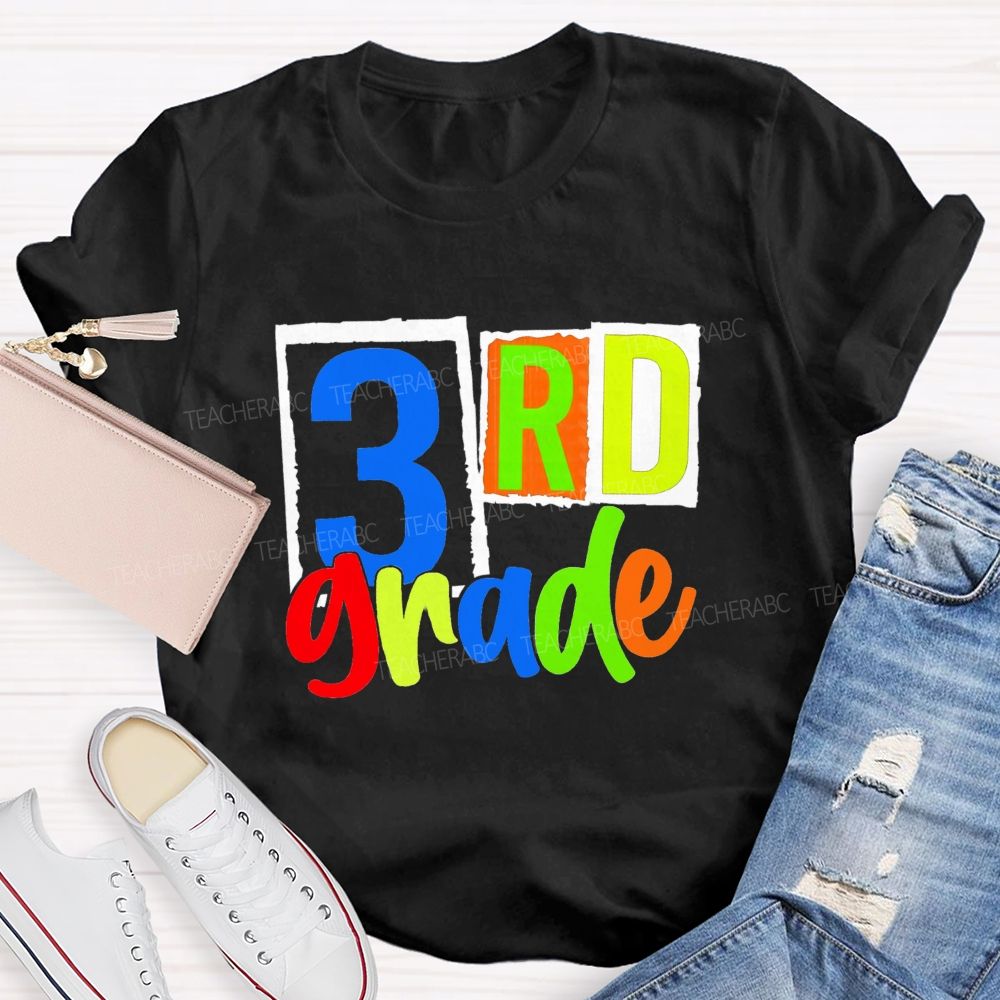Personalized Grade Back To School Bright Letters Teacher T-Shirt