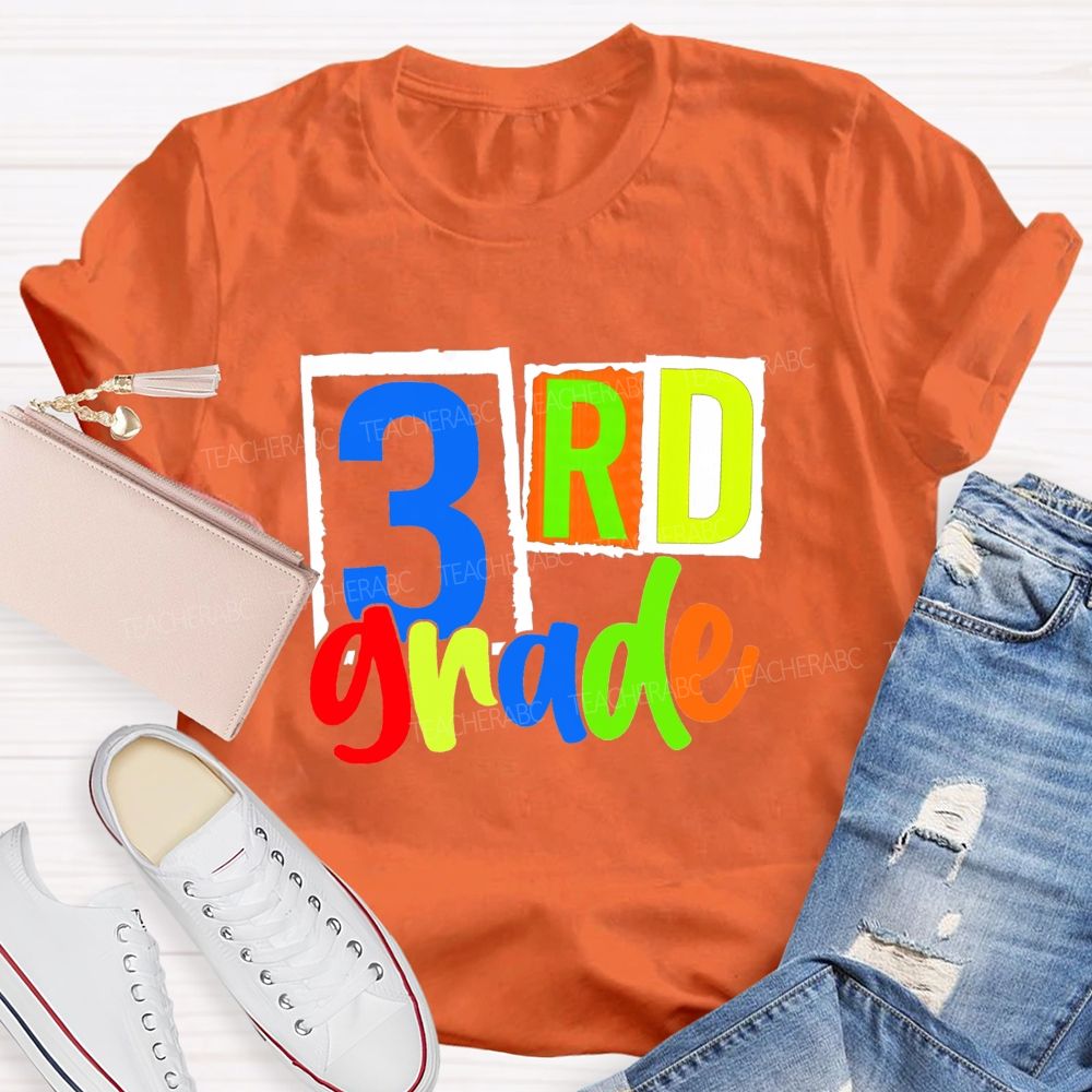Personalized Grade Back To School Bright Letters Teacher T-Shirt
