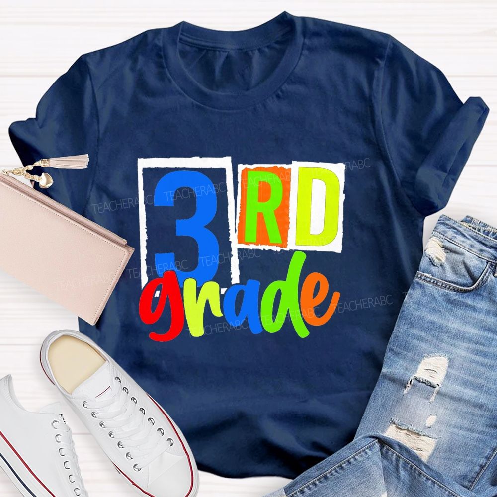 Personalized Grade Back To School Bright Letters Teacher T-Shirt