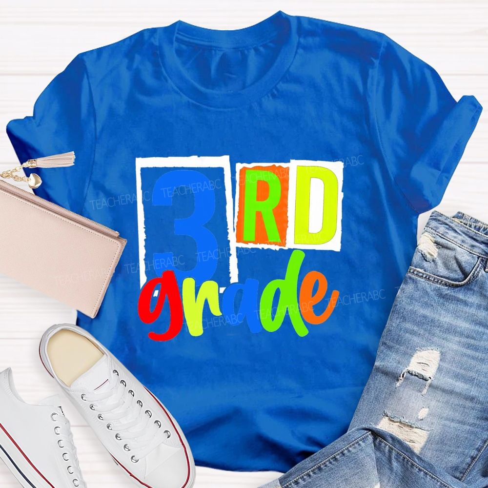 Personalized Grade Back To School Bright Letters Teacher T-Shirt