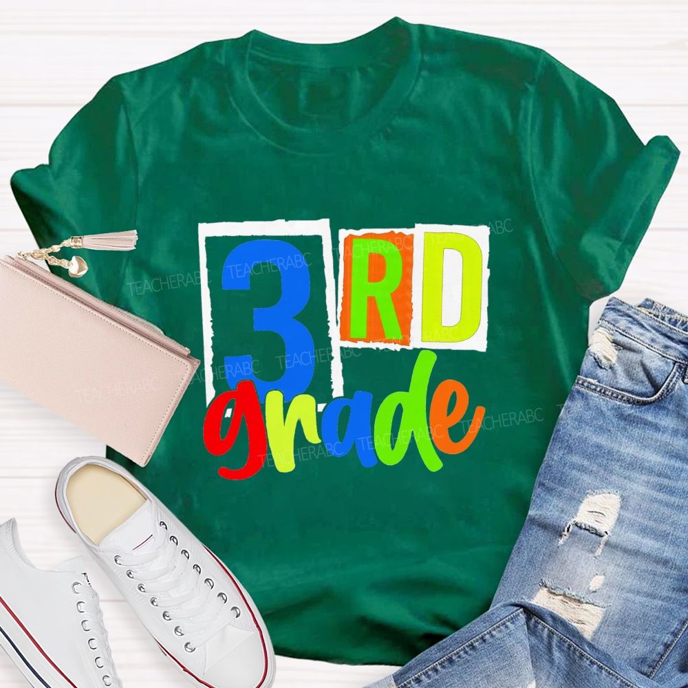 Personalized Grade Back To School Bright Letters Teacher T-Shirt