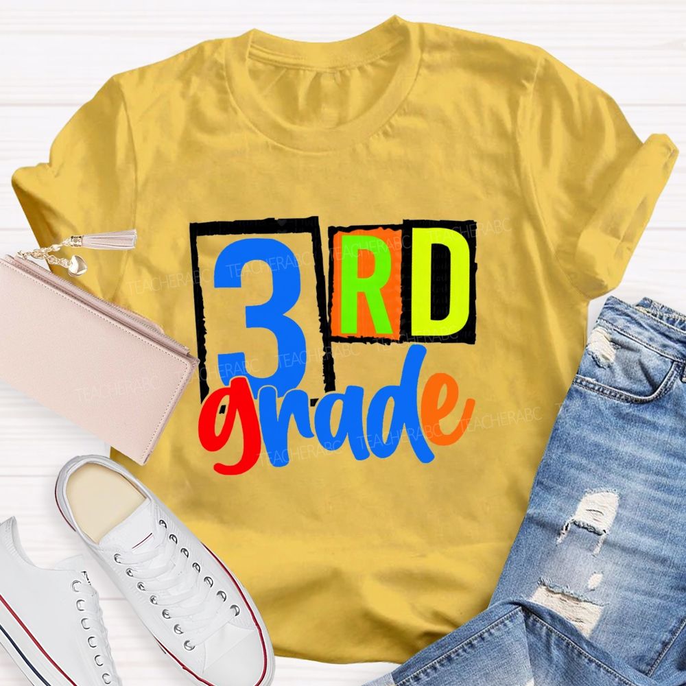 Personalized Grade Back To School Bright Letters Teacher T-Shirt