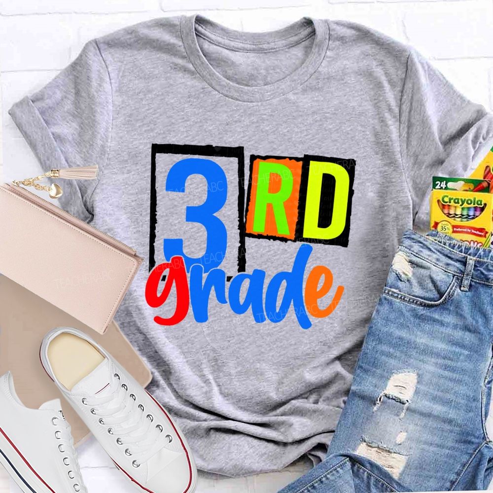 Personalized Grade Back To School Bright Letters Teacher T-Shirt