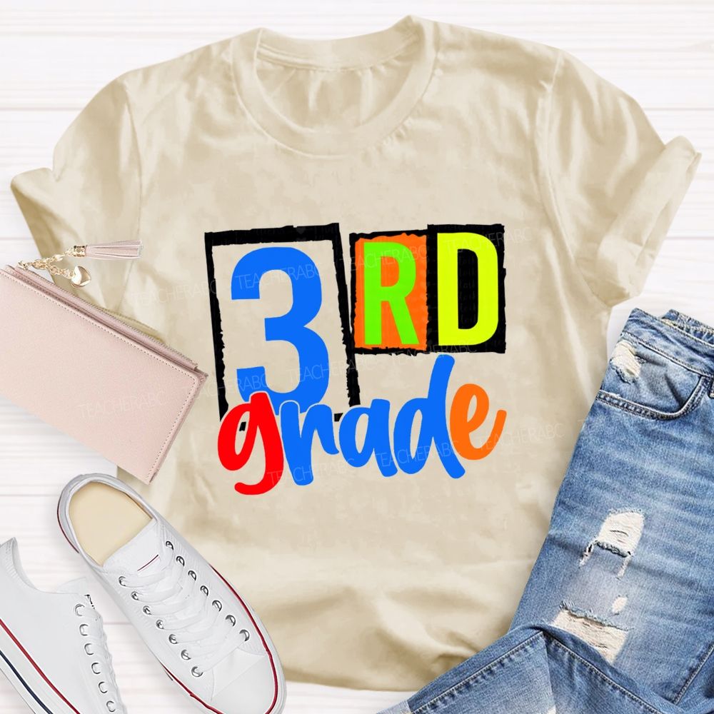 Personalized Grade Back To School Bright Letters Teacher T-Shirt