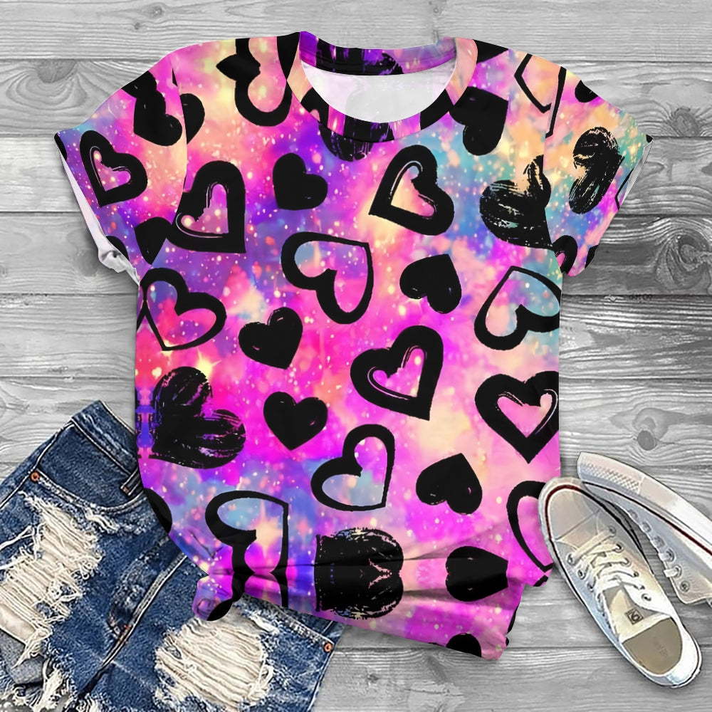 Glitter heart Printed T-shirt