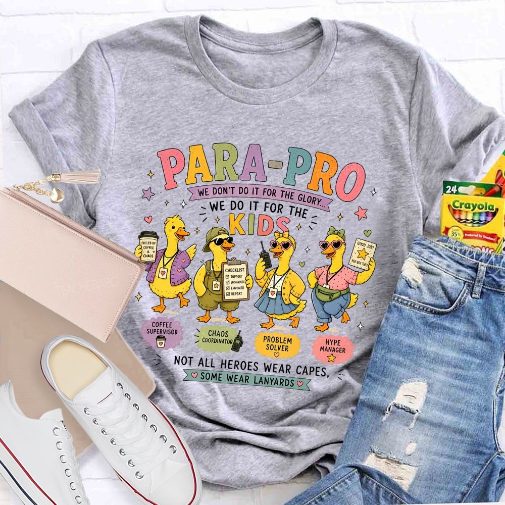 Parapro Not All Heroes Wear Capes Some Wear Lanyards Teacher T-shirt