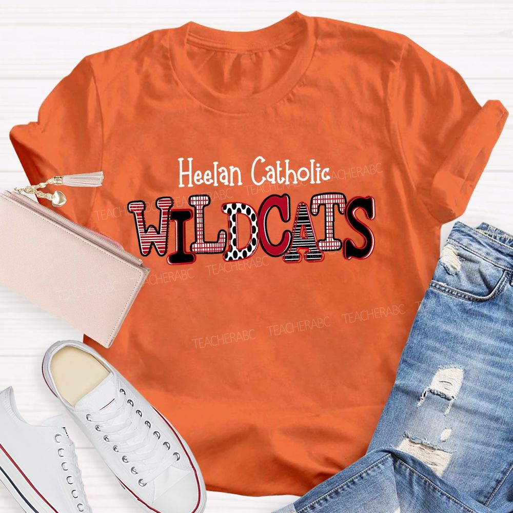 Personalized Mascot And School Name  Wildcats Mascot Game Day Teacher T-shirt