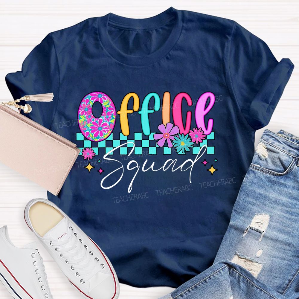 Office Squad Checkerboard Administrative Staff T-shirt