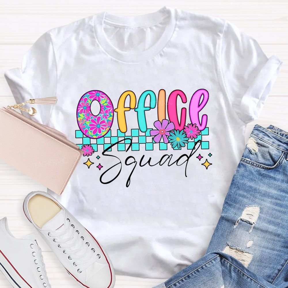 Office Squad Checkerboard Administrative Staff T-shirt