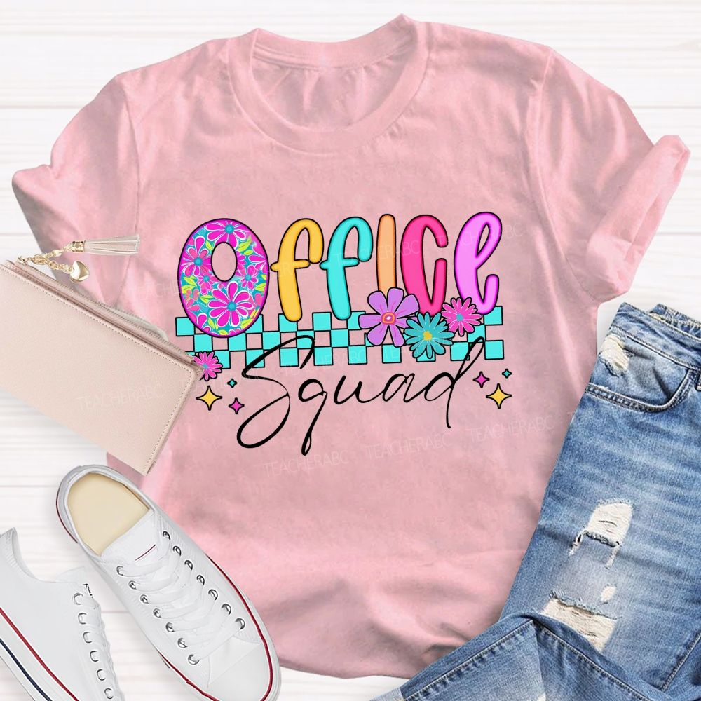 Office Squad Checkerboard Administrative Staff T-shirt
