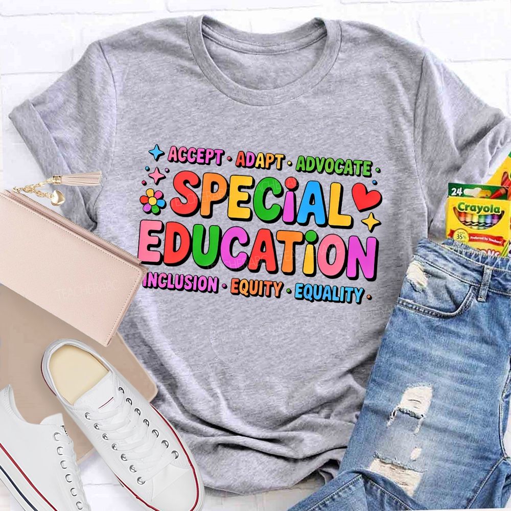 Special Education Accept Adapt Advocate Inclusion Equity Equality Teacher T-shirt