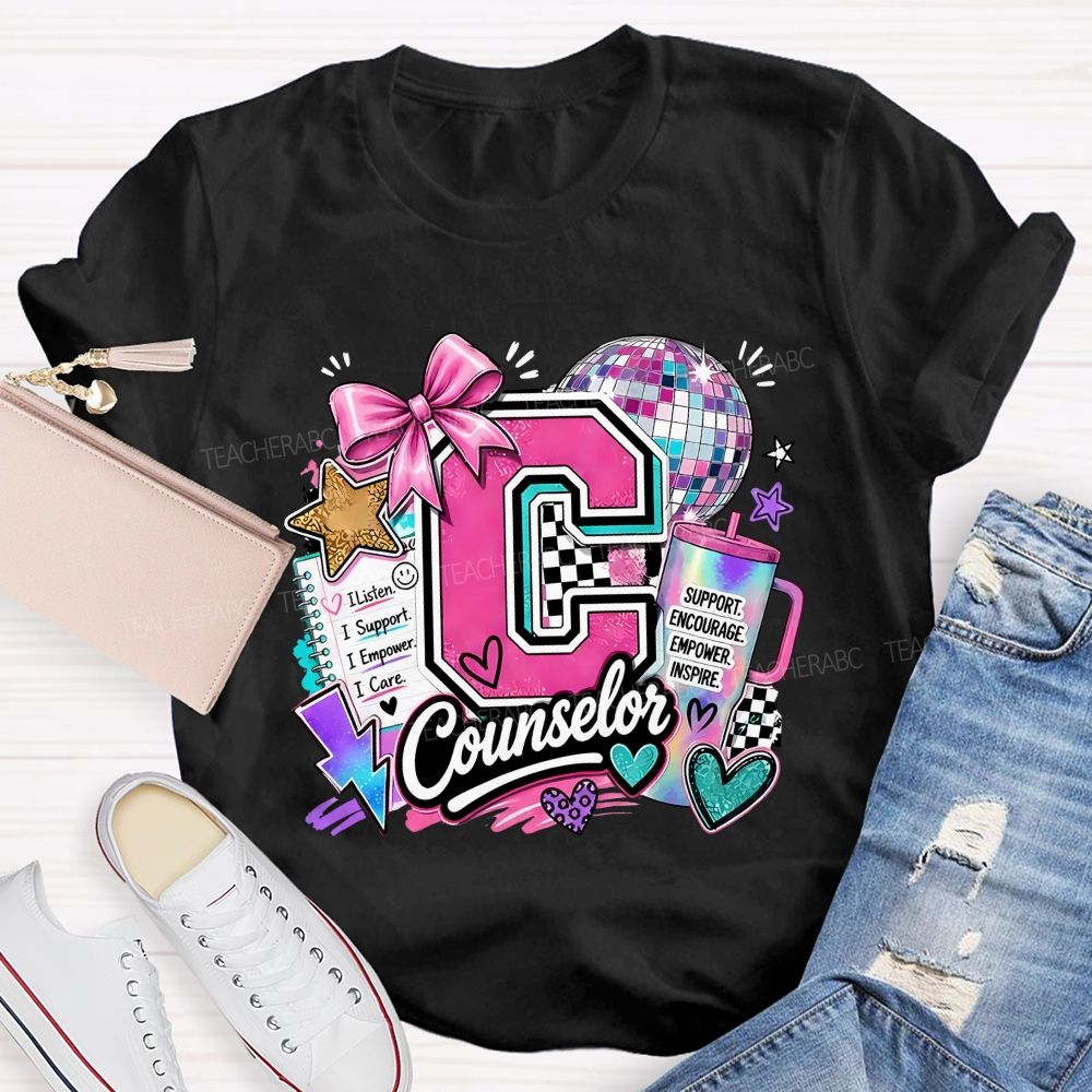 Counselor I Listen I Support I Empower I Care Support Encourage Empower Inspire T-shirt