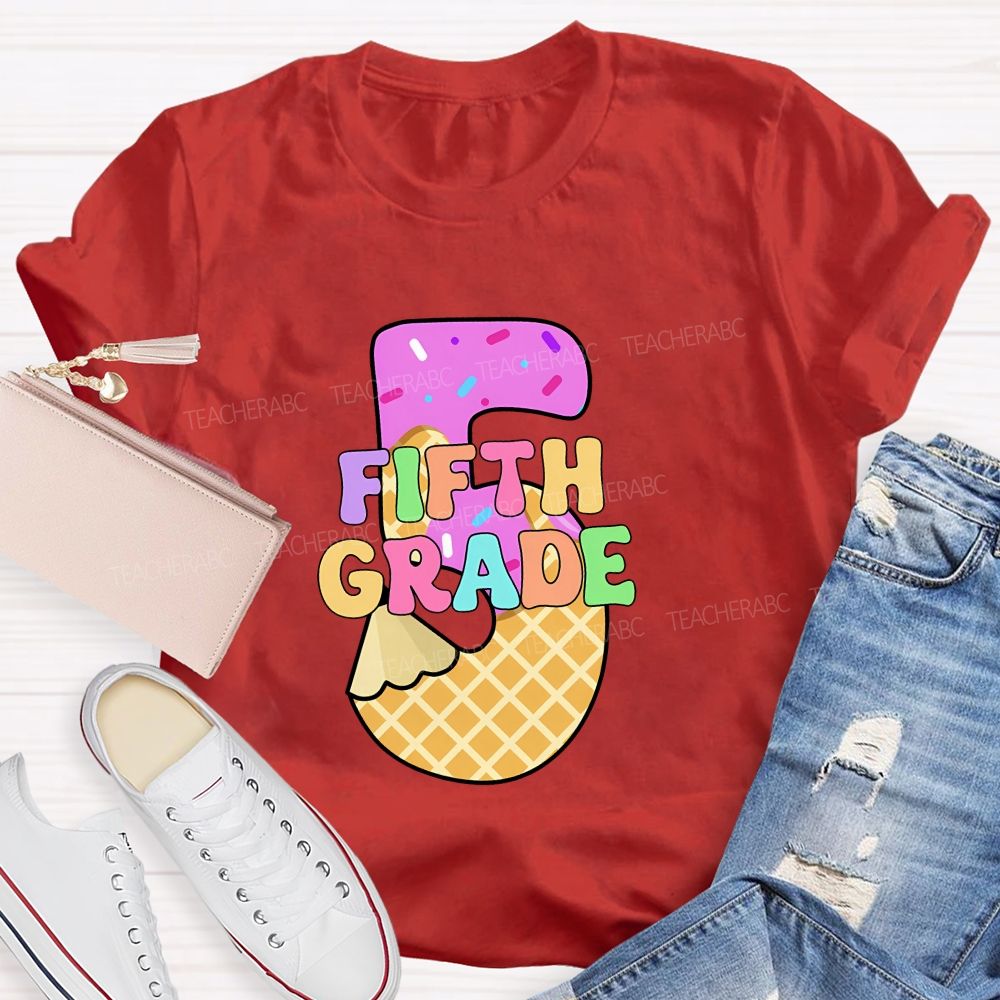 Personalized grade Pink Ice Cream Candy Back To School Teacher T-shirt