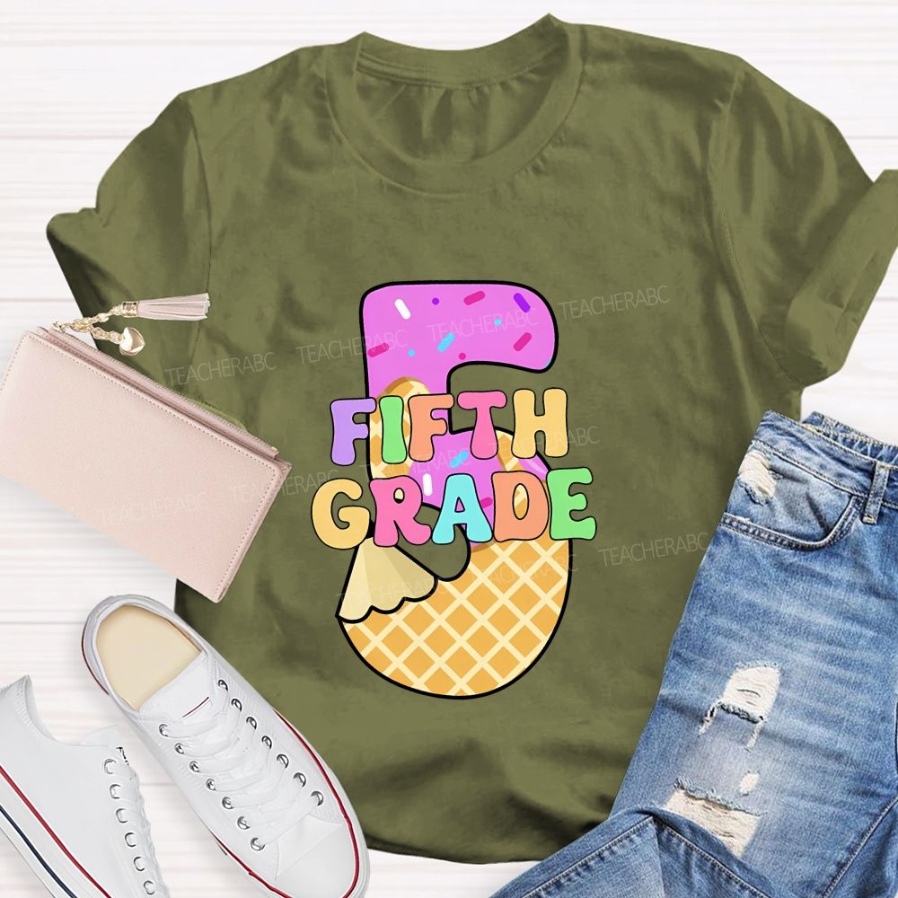 Personalized grade Pink Ice Cream Candy Back To School Teacher T-shirt