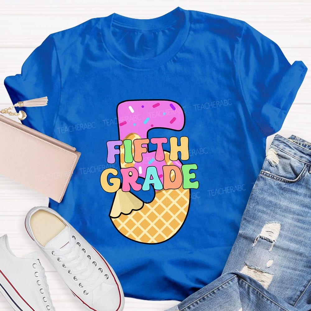 Personalized grade Pink Ice Cream Candy Back To School Teacher T-shirt