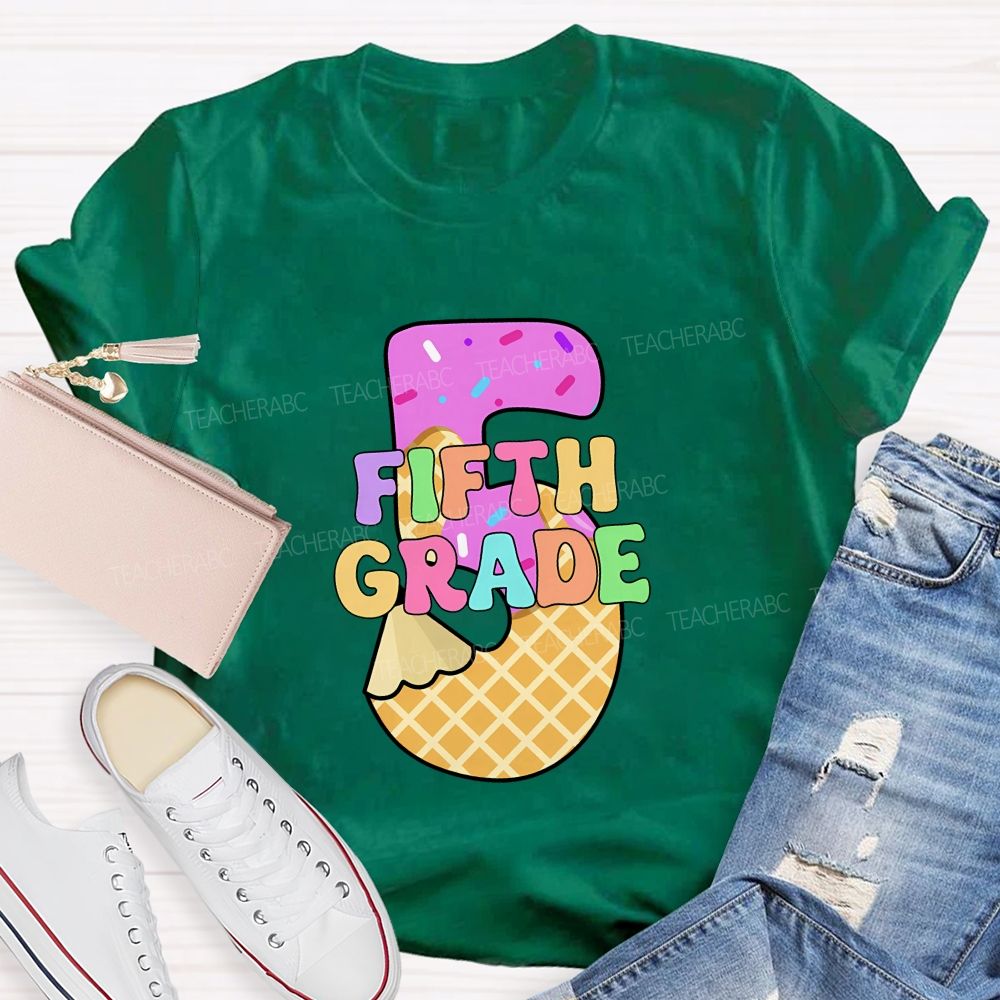 Personalized grade Pink Ice Cream Candy Back To School Teacher T-shirt