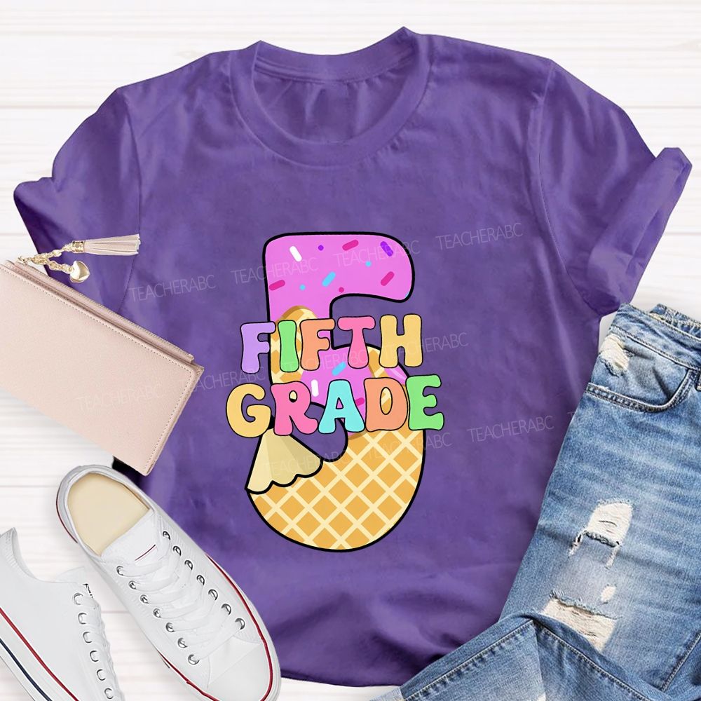 Personalized grade Pink Ice Cream Candy Back To School Teacher T-shirt