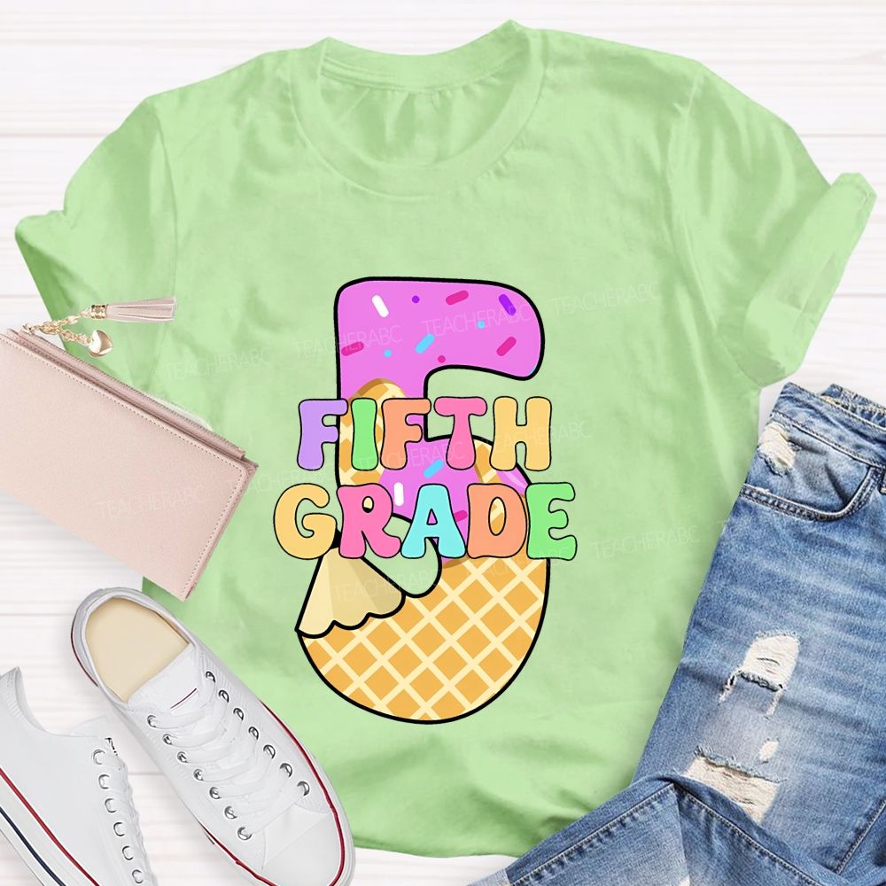 Personalized grade Pink Ice Cream Candy Back To School Teacher T-shirt