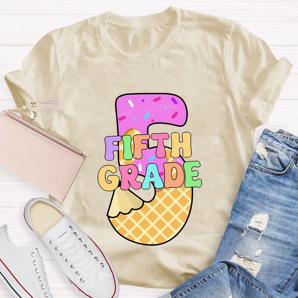 Personalized grade Pink Ice Cream Candy Back To School Teacher T-shirt