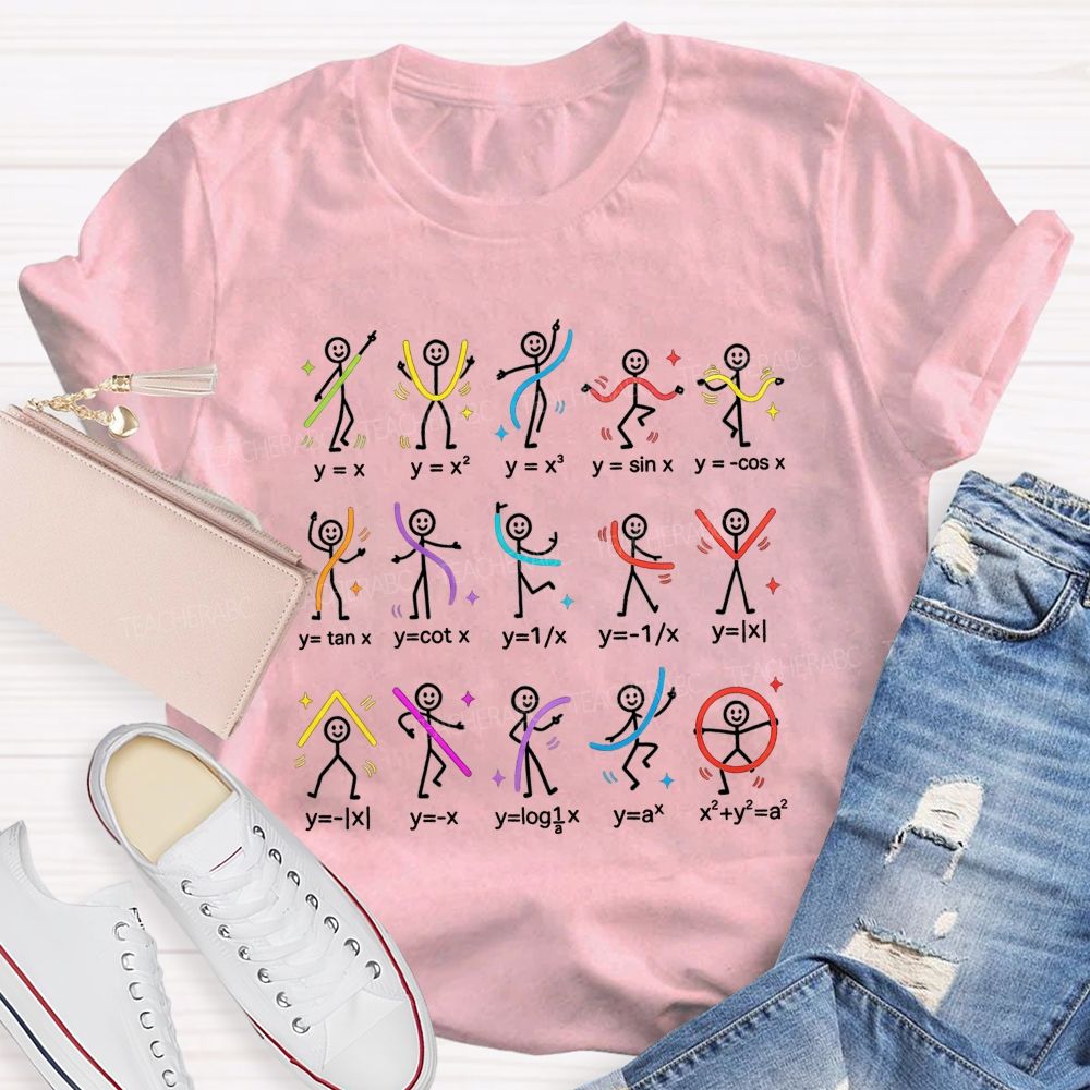 Stick Figure Math Functions Graph Math Teacher T-shirt