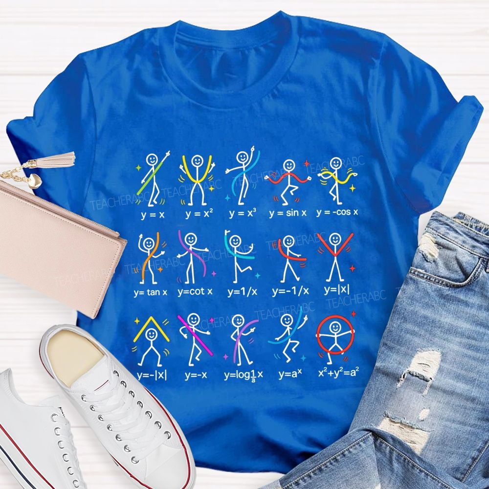Stick Figure Math Functions Graph Math Teacher T-shirt