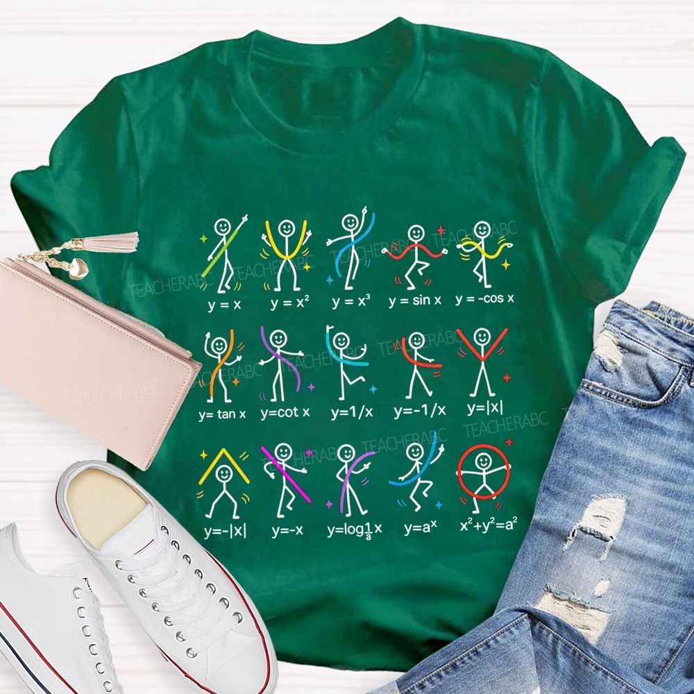 Stick Figure Math Functions Graph Math Teacher T-shirt