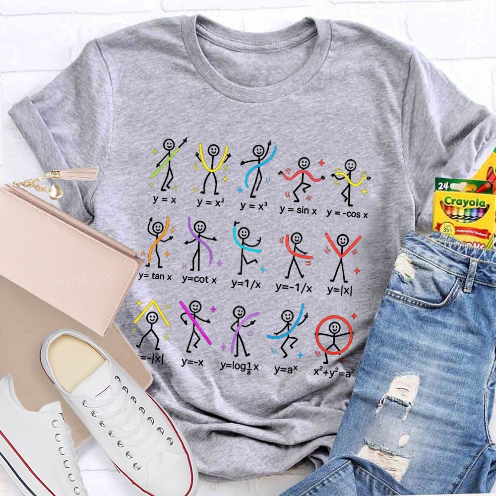 Stick Figure Math Functions Graph Math Teacher T-shirt